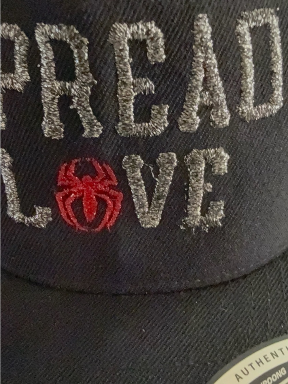 Polo Spreads Love Flat Bill Hat with Embroidered 'Spread Love' with Red Spider